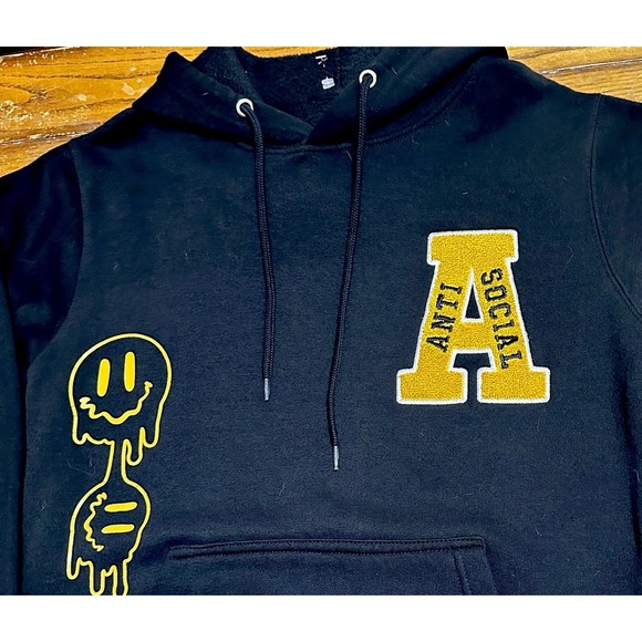Eighty Eight Hoodie Anti Social Leave Me‎ Alone Graphic Black Size Small - Picture 4 of 7